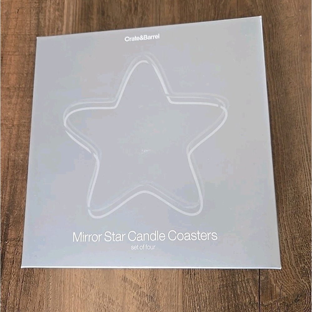 Crate & Barrel Mirror Star Candle Coasters Set Of 4 With Original Box Holiday